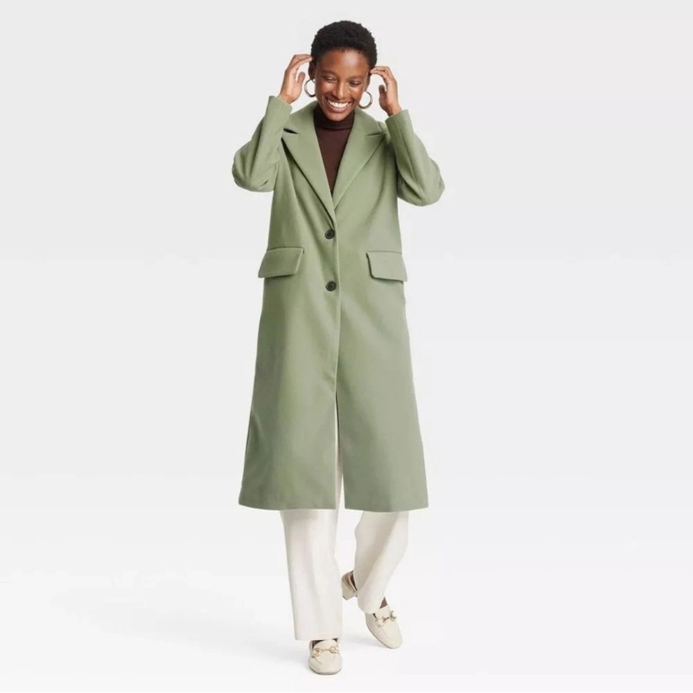 A‎ New Day Women's Faux Wool Topcoat Olive Green